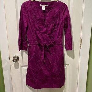 DVF Pleat Detail Half Sleeve Sheath Dress